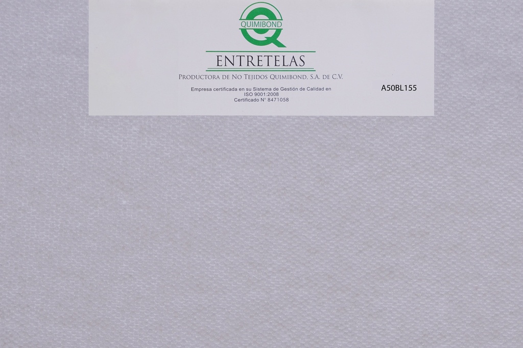 A50BL152: Entretela no tejida "No Fusionable" 50  gr  PES 100% Blanco rigido