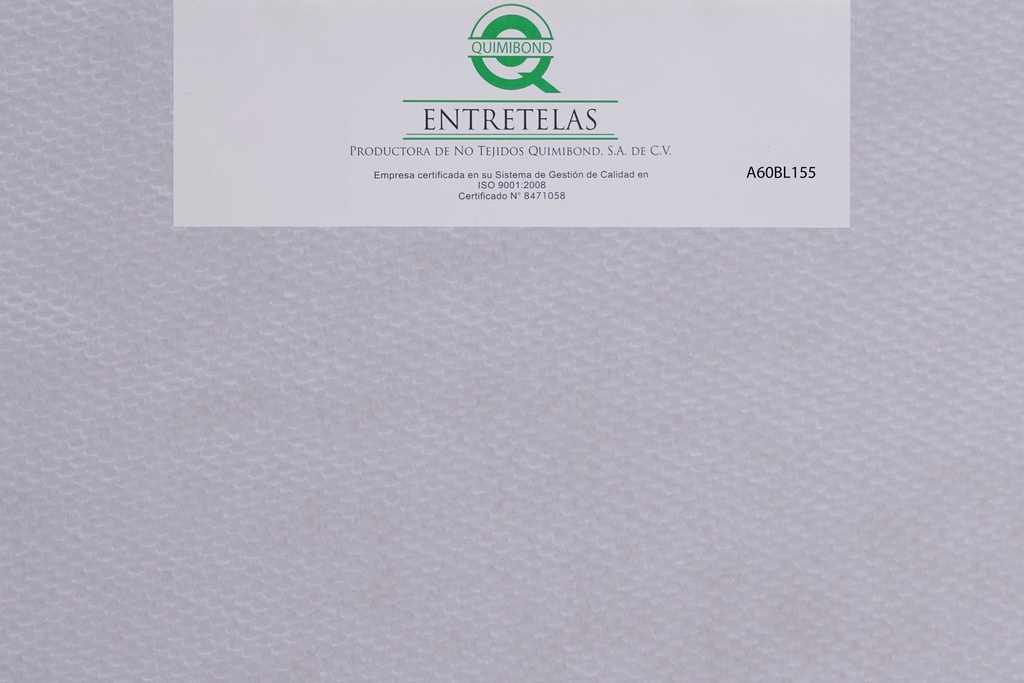 A60BL152: Entretela no tejida "No Fusionable" 60  gr  PES 100% Blanco rigido