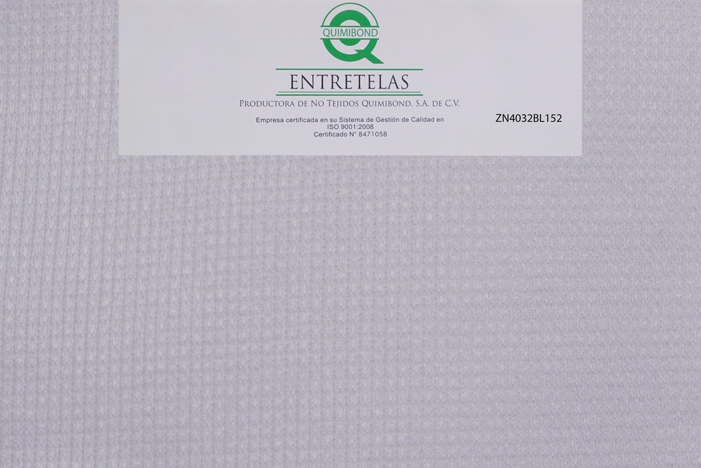 ZN4032BL152: Entretela de tejido circular fusionable 48  gr  PES 100% Blanco suave