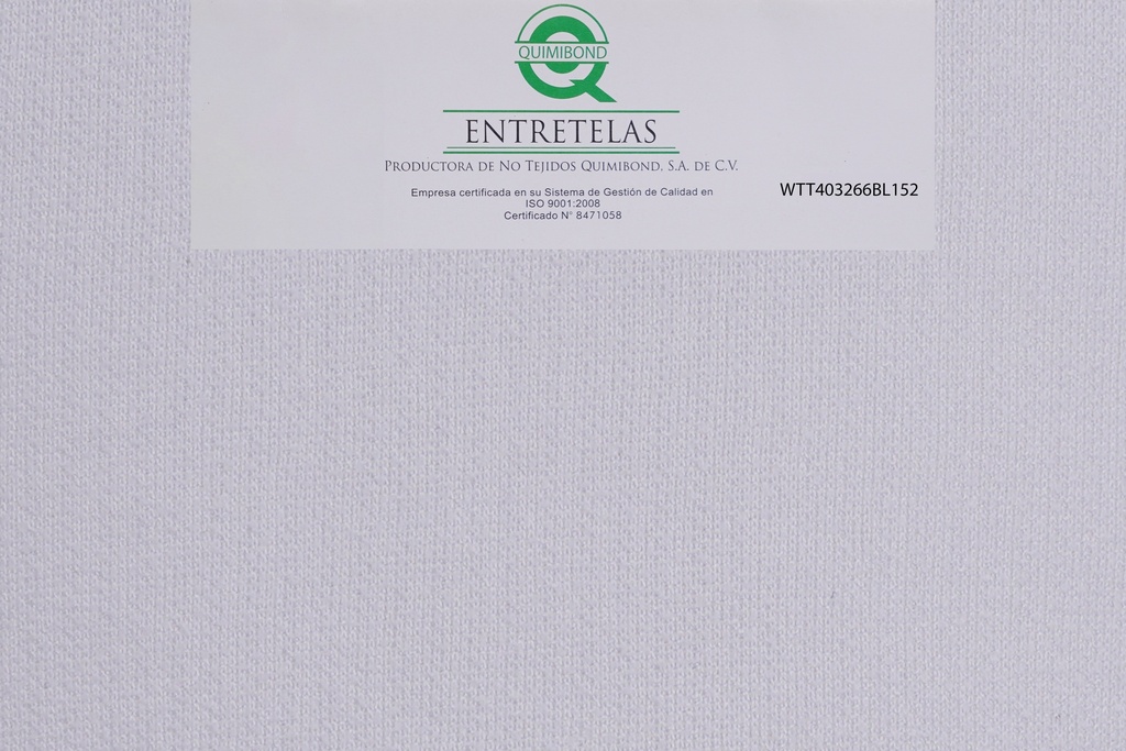 WTT403266BL152: Entretela de tejido circular fusionable 82  gr  PES 100% Blanco suave