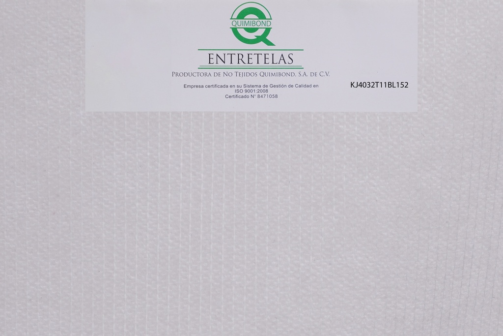 KJ4032T11BL152: Entretela no tejida tramada fusionable 43  gr  PES-PA 60%/40% Blanco semi - suave