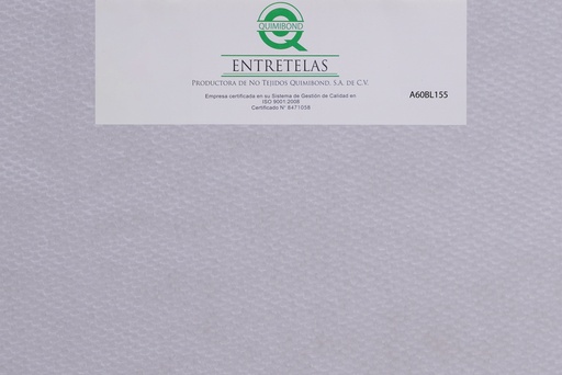[A60BL152] A60BL152: Entretela no tejida "No Fusionable" 60  gr  PES 100% Blanco rigido