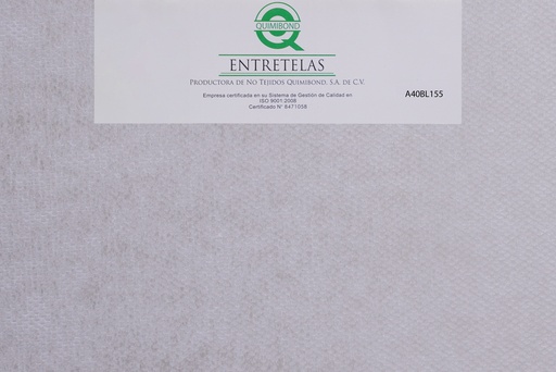 [A40BL152] A40BL152: Entretela no tejida "No Fusionable" 40  gr  PES 100% Blanco semi - rigido