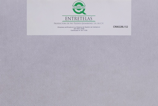 [CR0022BL152] CR0022BL152: Entretela no tejida fusionable 70  gr  PES 100% Blanco semi - rigido