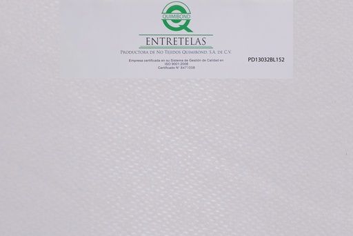 [PD13032BL152] PD13032BL152: Entretela no tejida fusionable 28  gr  PES 100% Blanco semi - rigido