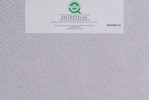 [AP4032BL152] AP4032BL152: Entretela no tejida fusionable 50  gr  PES 100% Blanco rigido