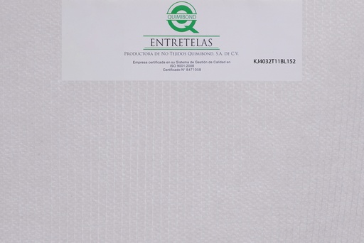 [KJ4032T11BL152] KJ4032T11BL152: Entretela no tejida tramada fusionable 43  gr  PES-PA 60%/40% Blanco semi - suave